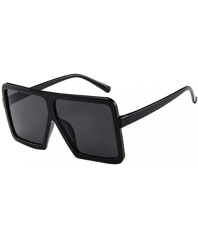 Square Women Men Vintage Retro Square Glasses Unisex Big Frame Sunglasses Eyewear - Black - CG18RL0XXEM $11.08