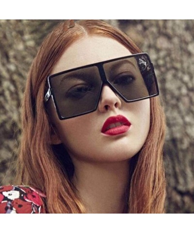 Square Women Men Vintage Retro Square Glasses Unisex Big Frame Sunglasses Eyewear - Black - CG18RL0XXEM $11.08