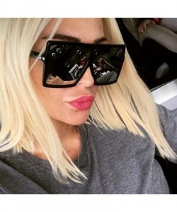 Square Women Men Vintage Retro Square Glasses Unisex Big Frame Sunglasses Eyewear - Black - CG18RL0XXEM $11.08