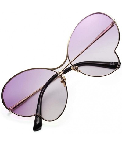 Goggle Metal Glasses Butterfly Sunglasses Personalized Concave Shape Transparent Color Film - Lavender - CG18UA897SN $16.48