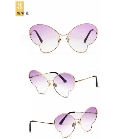 Goggle Metal Glasses Butterfly Sunglasses Personalized Concave Shape Transparent Color Film - Lavender - CG18UA897SN $16.48