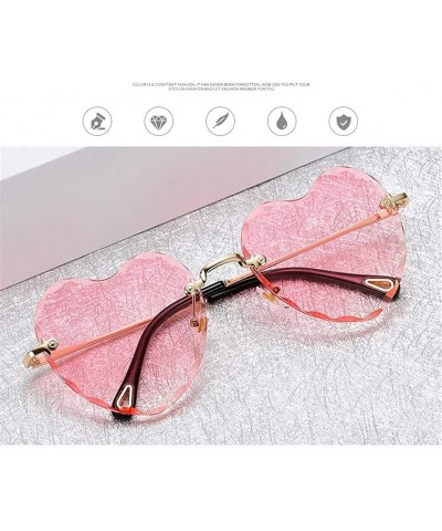 Oversized Heart-Shaped Rimless Sunglasses Women Gradient Lens Shade UV Protection - C2 - CF190NXXGD7 $7.04