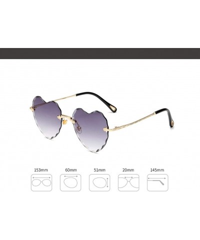 Oversized Heart-Shaped Rimless Sunglasses Women Gradient Lens Shade UV Protection - C2 - CF190NXXGD7 $7.04