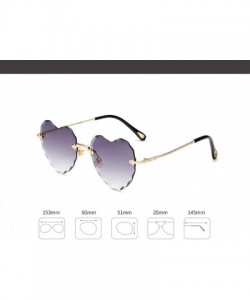 Oversized Heart-Shaped Rimless Sunglasses Women Gradient Lens Shade UV Protection - C2 - CF190NXXGD7 $7.04