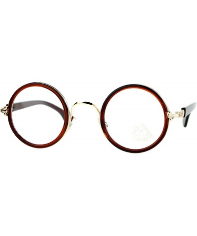 Round Unisex Sunglasses Clear Lens Glasses Round Circle Vintage Frame - Brown Gold (Clear) - C1188AM8H68 $19.56