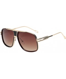 Square Eyewear Womens Men Square Vintage Retro Sunglasses - Gold Frame Brown Lens - CC193587HC4 $12.29