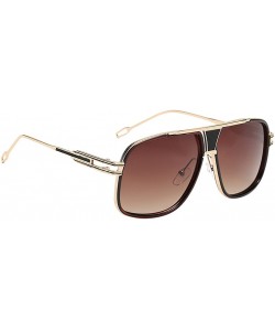 Square Eyewear Womens Men Square Vintage Retro Sunglasses - Gold Frame Brown Lens - CC193587HC4 $12.29
