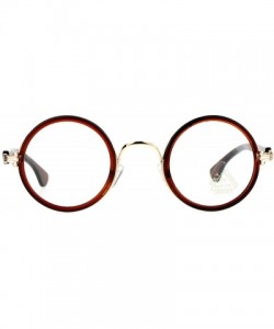 Round Unisex Sunglasses Clear Lens Glasses Round Circle Vintage Frame - Brown Gold (Clear) - C1188AM8H68 $11.33