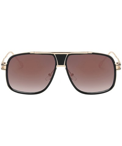 Square Eyewear Womens Men Square Vintage Retro Sunglasses - Gold Frame Brown Lens - CC193587HC4 $12.29