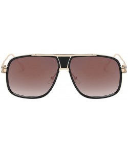 Square Eyewear Womens Men Square Vintage Retro Sunglasses - Gold Frame Brown Lens - CC193587HC4 $12.29