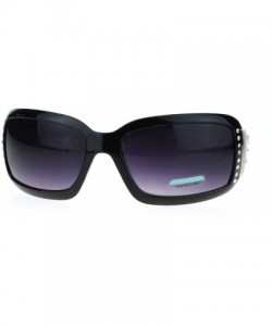 Shield Womens Rectangular Shield Sunglasses Rhinestones Animal Prints - Black Clear - CO11VVMWZA5 $12.03