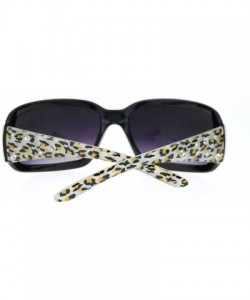 Shield Womens Rectangular Shield Sunglasses Rhinestones Animal Prints - Black Clear - CO11VVMWZA5 $12.03