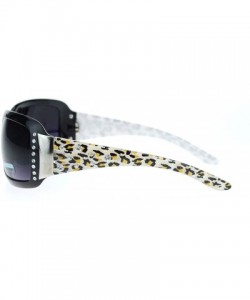 Shield Womens Rectangular Shield Sunglasses Rhinestones Animal Prints - Black Clear - CO11VVMWZA5 $12.03