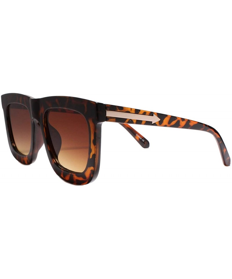 Aviator Retro Stylish 90s 00s Hip Hop Dope Night Clubbing Square Sunglasses - Tortoise - C318YYHXWMH $12.93