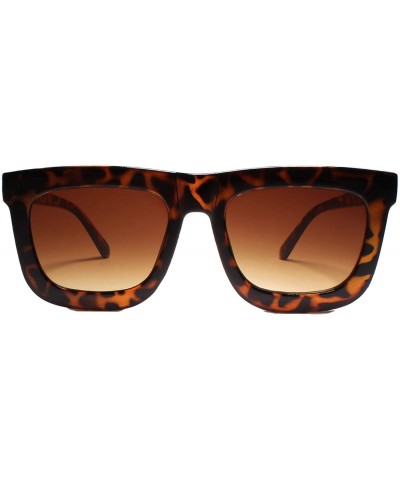 Aviator Retro Stylish 90s 00s Hip Hop Dope Night Clubbing Square Sunglasses - Tortoise - C318YYHXWMH $12.93