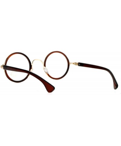 Round Unisex Sunglasses Clear Lens Glasses Round Circle Vintage Frame - Brown Gold (Clear) - C1188AM8H68 $11.33