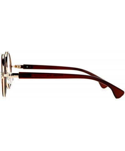 Round Unisex Sunglasses Clear Lens Glasses Round Circle Vintage Frame - Brown Gold (Clear) - C1188AM8H68 $11.33