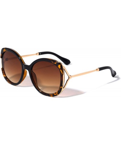 Butterfly Thick Frame Rounded Butterfly Sunglasses - Brown Demi - C21993U4O0K $29.75