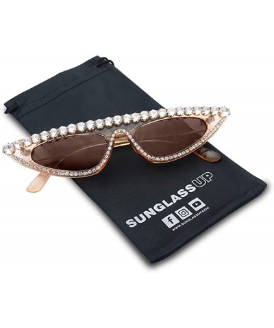 Oval Diamond Sunglasses Studded Rhinestones Protection - C018I4H4U00 $13.59