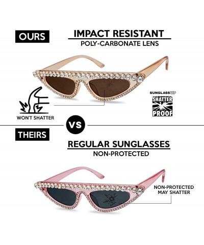 Oval Diamond Sunglasses Studded Rhinestones Protection - C018I4H4U00 $13.59