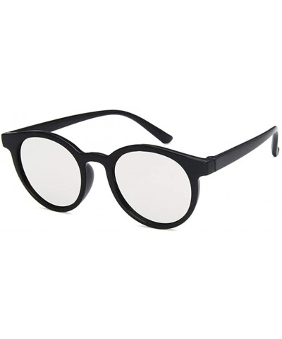 Oval Unisex Sunglasses Retro Beige Drive Holiday Oval Non-Polarized UV400 - Bright Black White - CD18RLTEIUT $16.86