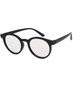 Oval Unisex Sunglasses Retro Beige Drive Holiday Oval Non-Polarized UV400 - Bright Black White - CD18RLTEIUT $11.31