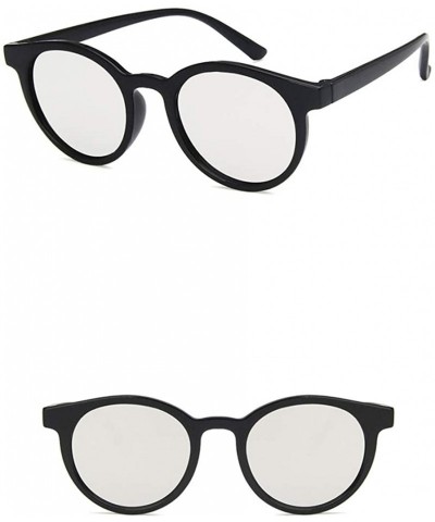 Oval Unisex Sunglasses Retro Beige Drive Holiday Oval Non-Polarized UV400 - Bright Black White - CD18RLTEIUT $19.86