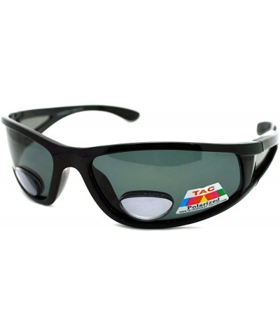 Round Mens Wrap Around Sport Sunglasses Polarized Plus Bifocal Reading Lens Black - Black - CP11NRFYFWB $19.84