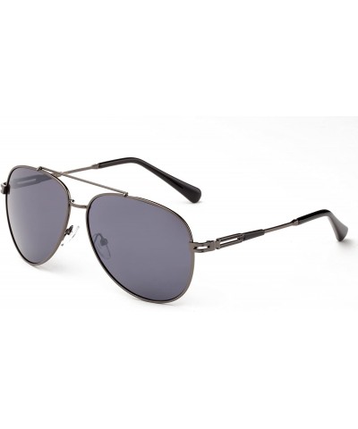 Aviator "Broiz" Classic Pilot Style Fashion Sunglasses with Flash Lens - Gunmetal/Smoke - CE12MCS6MPL $22.21