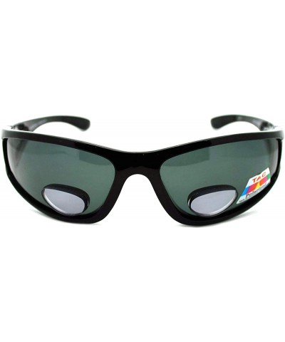 Round Mens Wrap Around Sport Sunglasses Polarized Plus Bifocal Reading Lens Black - Black - CP11NRFYFWB $8.71