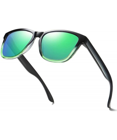 Sport Polarized Sunglasses For Women Men Gradient Colors Designer UV Protection - Black&green - CS18N6TYTQA $27.23