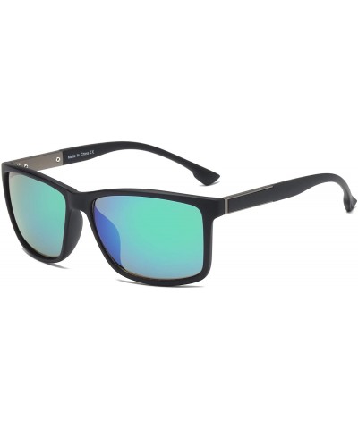 Sport Men Retro Vintage Sports Rectangular Mirrored UV Protection Fashion Sunglasses - Green - CA18WQ6ADL5 $16.08