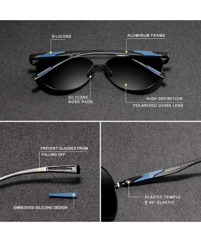 Rectangular Genuine aviator sunglasses men fashion polarized UV400 ultra light Al-Mg - Gun/Gray - CV18ZWMMZ88 $26.72