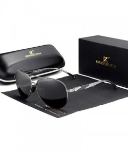 Rectangular Genuine aviator sunglasses men fashion polarized UV400 ultra light Al-Mg - Gun/Gray - CV18ZWMMZ88 $26.72