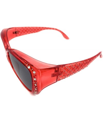 Goggle The Starlet Polarized 55 mm Fit Over OTG Butterfly Rhinestone Oval Rectangular Sunglasses - Red Brown - CS18ZO0ZSRC $2...