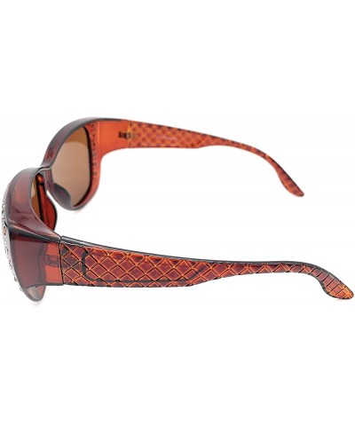 Goggle The Starlet Polarized 55 mm Fit Over OTG Butterfly Rhinestone Oval Rectangular Sunglasses - Red Brown - CS18ZO0ZSRC $2...