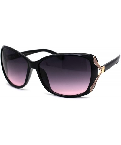 Butterfly Womens Glitter Jewel Ribbon Hinge Butterfly Sunglasses - Black Gold Pink Burgundy - CY196TZRW23 $13.53