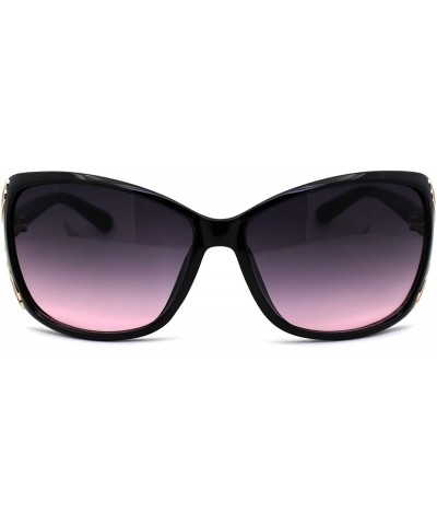 Butterfly Womens Glitter Jewel Ribbon Hinge Butterfly Sunglasses - Black Gold Pink Burgundy - CY196TZRW23 $13.53