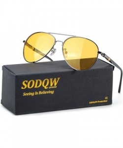 Aviator Polarized Glasses Classic Aviator - Gun Frame / Yellow Night-driving Glasses - CV18UMC2ZHH $16.96