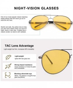 Aviator Polarized Glasses Classic Aviator - Gun Frame / Yellow Night-driving Glasses - CV18UMC2ZHH $16.96