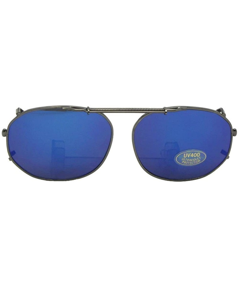 Square Round Square Color Mirror Non Polarized Clip-on Sunglass - Pewter-blue Mirror Gray Lens - C1189NENHOX $17.09