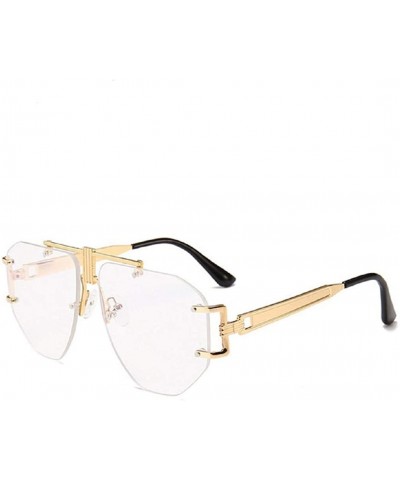 Rimless Fashion Oversized Rimless Sunglasses Women Clear Lens Glasses - B - CA18R09RN86 $18.05