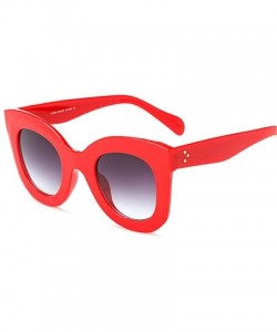 Round Butterfly Sunglasses Semi Cat Eye Glasses Plastic Frame Clear Gradient Lenses - Black+red - C618IZQWQZM $20.51