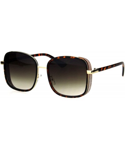 Oversized Womens Rectangular Side Visor Boyfriend Racer Designer Sunglasses - Tortoise Gold Brown - CF18HU0Y6O0 $15.31