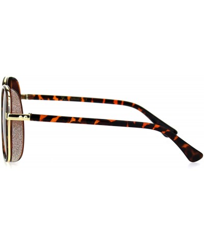 Oversized Womens Rectangular Side Visor Boyfriend Racer Designer Sunglasses - Tortoise Gold Brown - CF18HU0Y6O0 $15.31