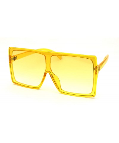 Oversized Unique Square Oversize Rectangular Flat Top Mob Sunglasses - Yellow - CJ18AH54HG5 $14.97