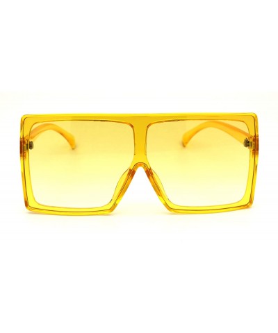 Oversized Unique Square Oversize Rectangular Flat Top Mob Sunglasses - Yellow - CJ18AH54HG5 $14.97