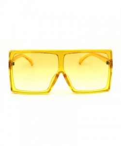 Oversized Unique Square Oversize Rectangular Flat Top Mob Sunglasses - Yellow - CJ18AH54HG5 $14.97