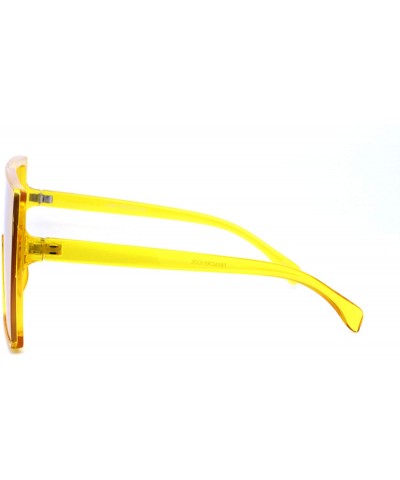 Oversized Unique Square Oversize Rectangular Flat Top Mob Sunglasses - Yellow - CJ18AH54HG5 $14.97