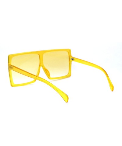 Oversized Unique Square Oversize Rectangular Flat Top Mob Sunglasses - Yellow - CJ18AH54HG5 $14.97